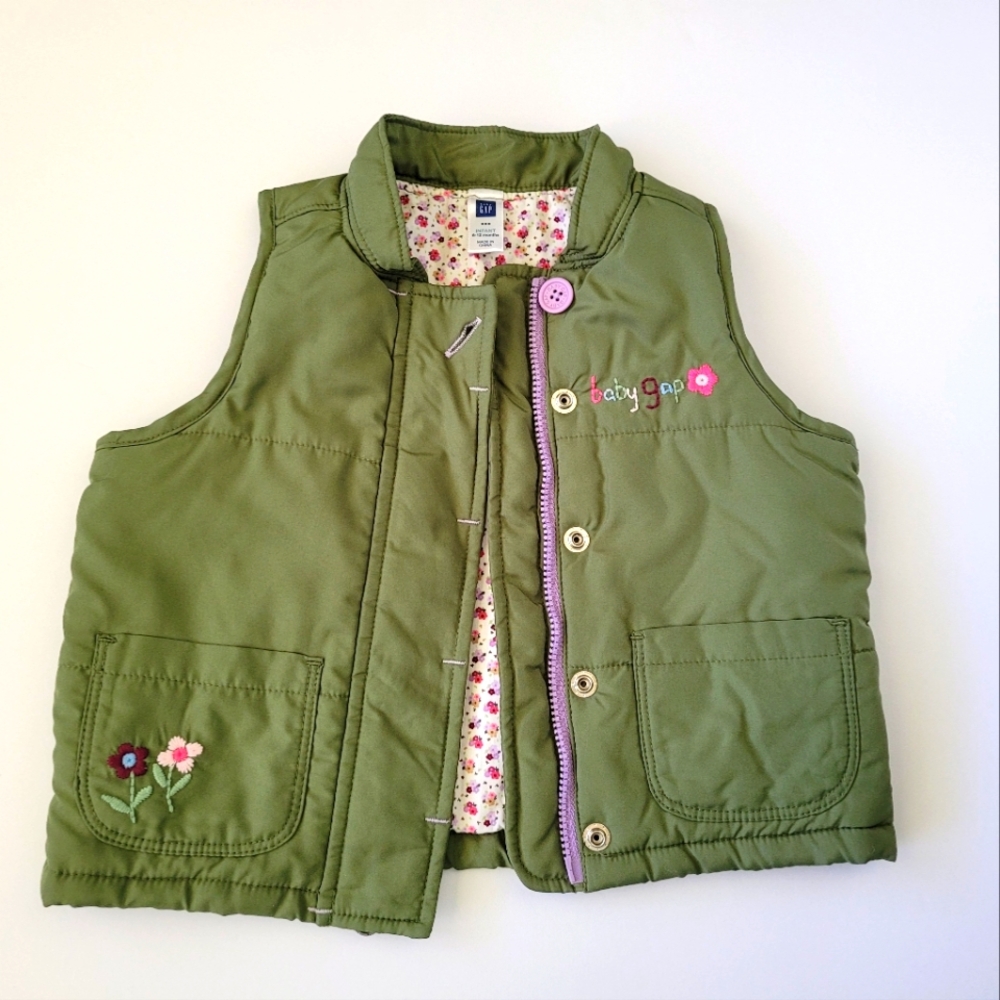 Baby Gap Puffer Vest Infant 6-12months Olive